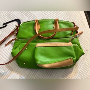 Dooney & Bourke purse in lime green leather with 2nd small bag